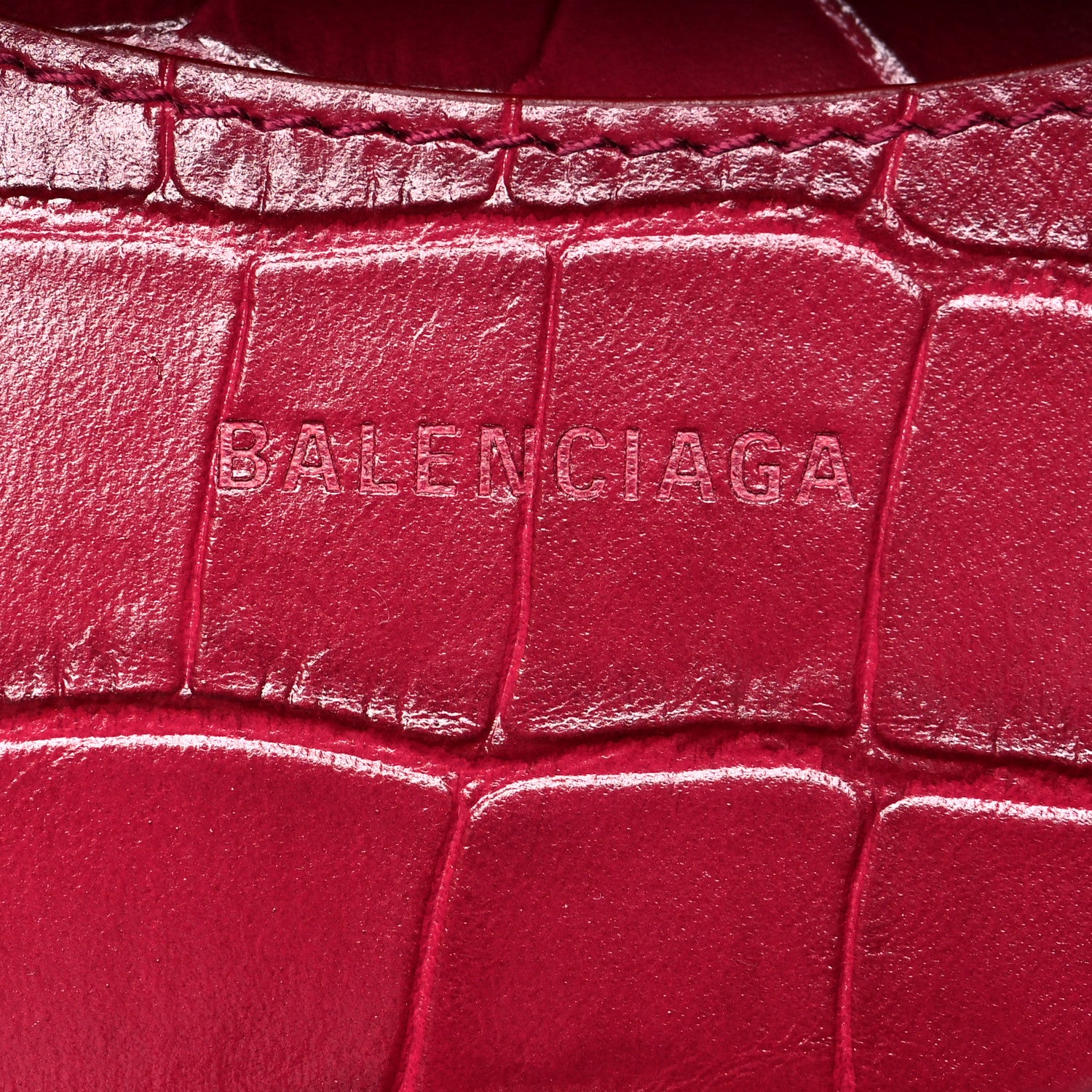Balenciaga Calfskin Crocodile Embossed Neo Classic Silver Hardware S City Raspberry 5 of 8