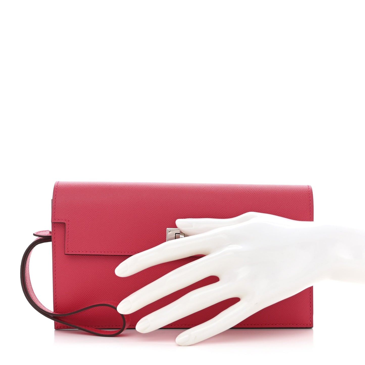 Madame Calfskin Kelly Pocket Long Wallet Rose Extreme