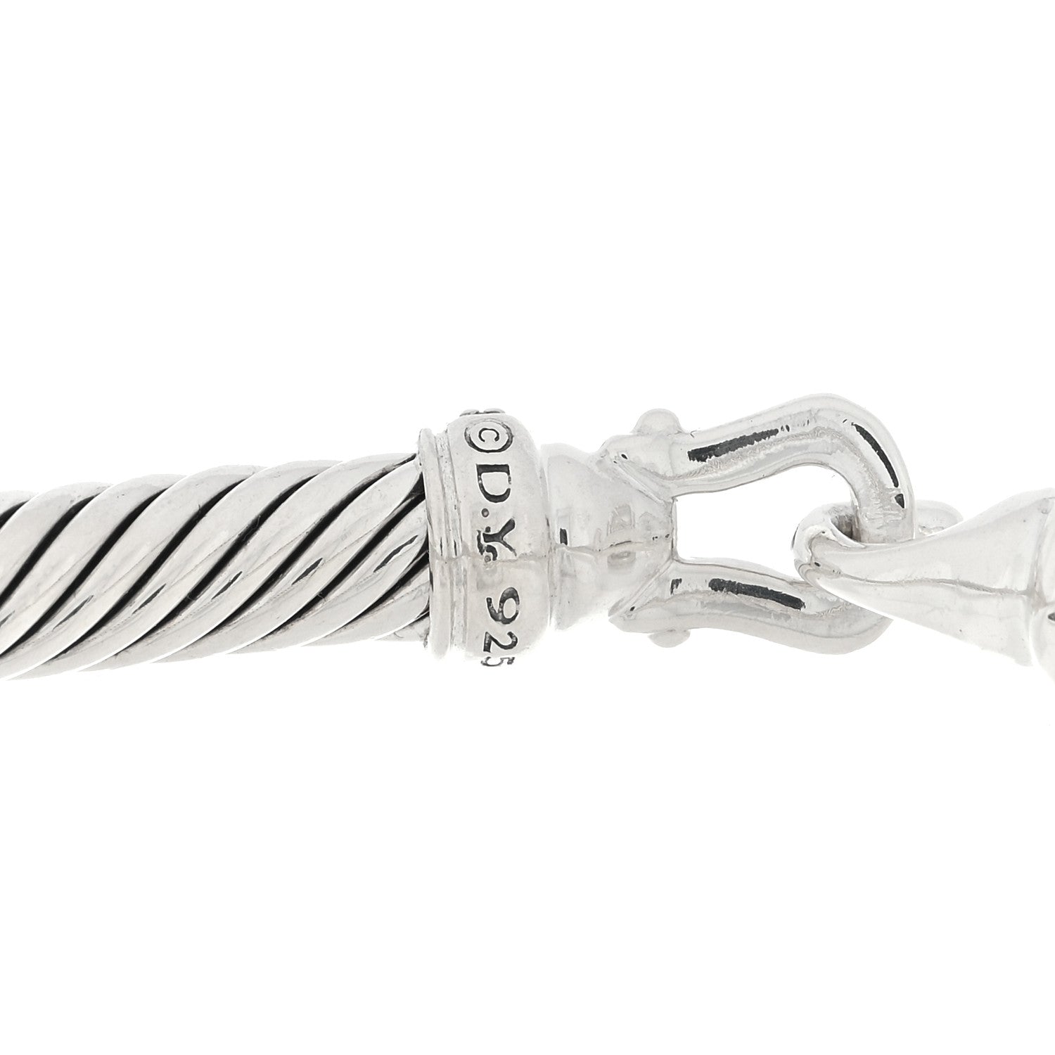 David Yurman Sterling Silver Diamond 5mm Cable Buckle Bracelet 3 of 3