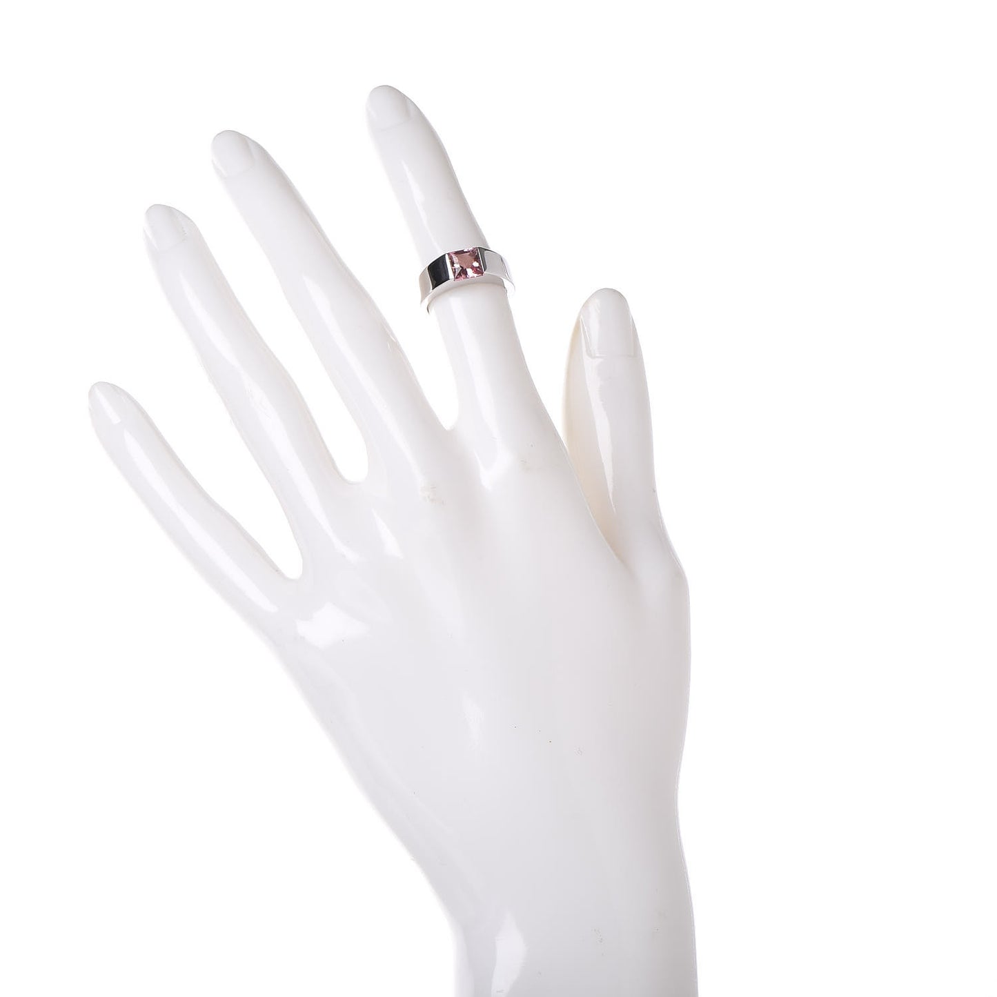18K White Gold Pink Tourmaline Tank Ring 47 4