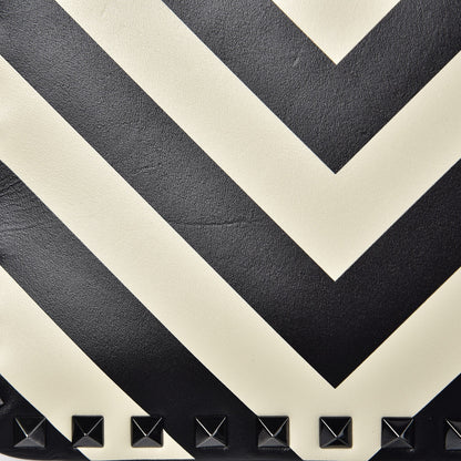 Valentino Garavani Vitello Chevron Rockstud Camera Crossbody Bag Light Ivory Black 7 of 7