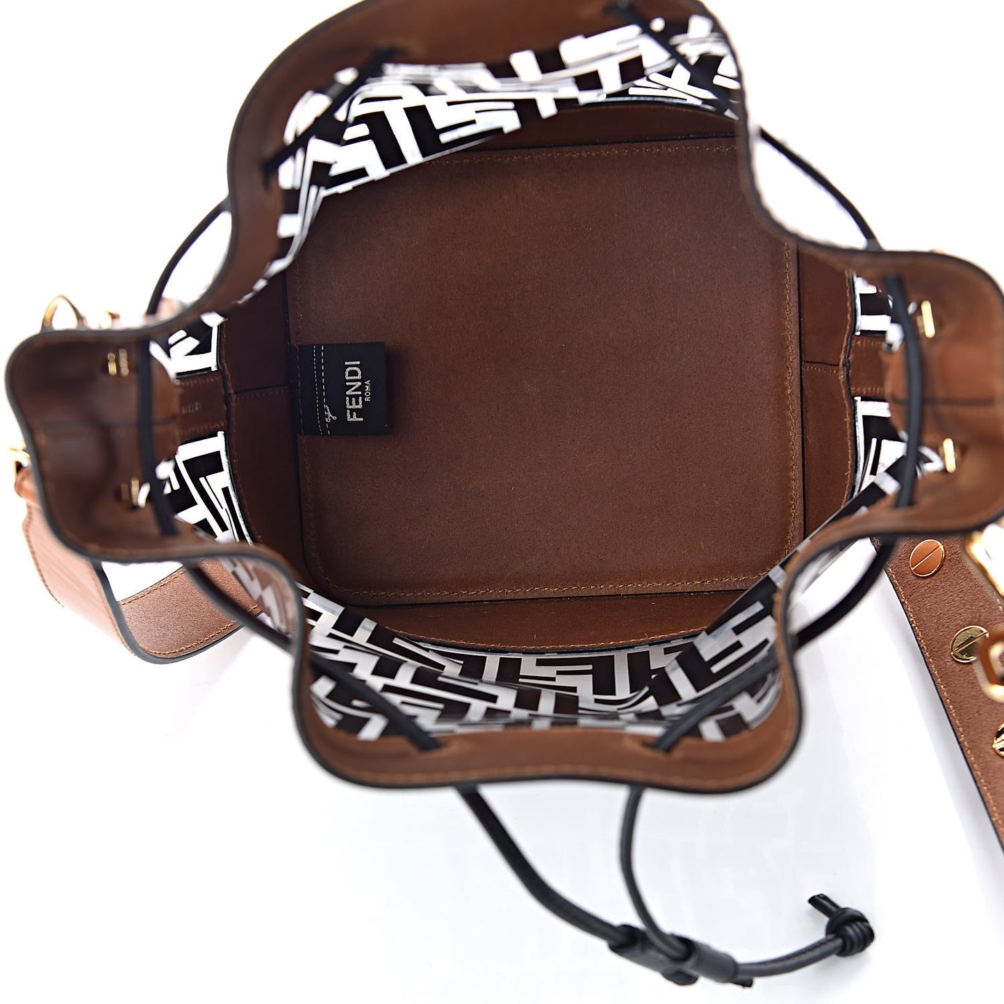 TPU FF Vitello Aura F is Fendi Grande Mon Tresor Bucket Bag Black Cuoio