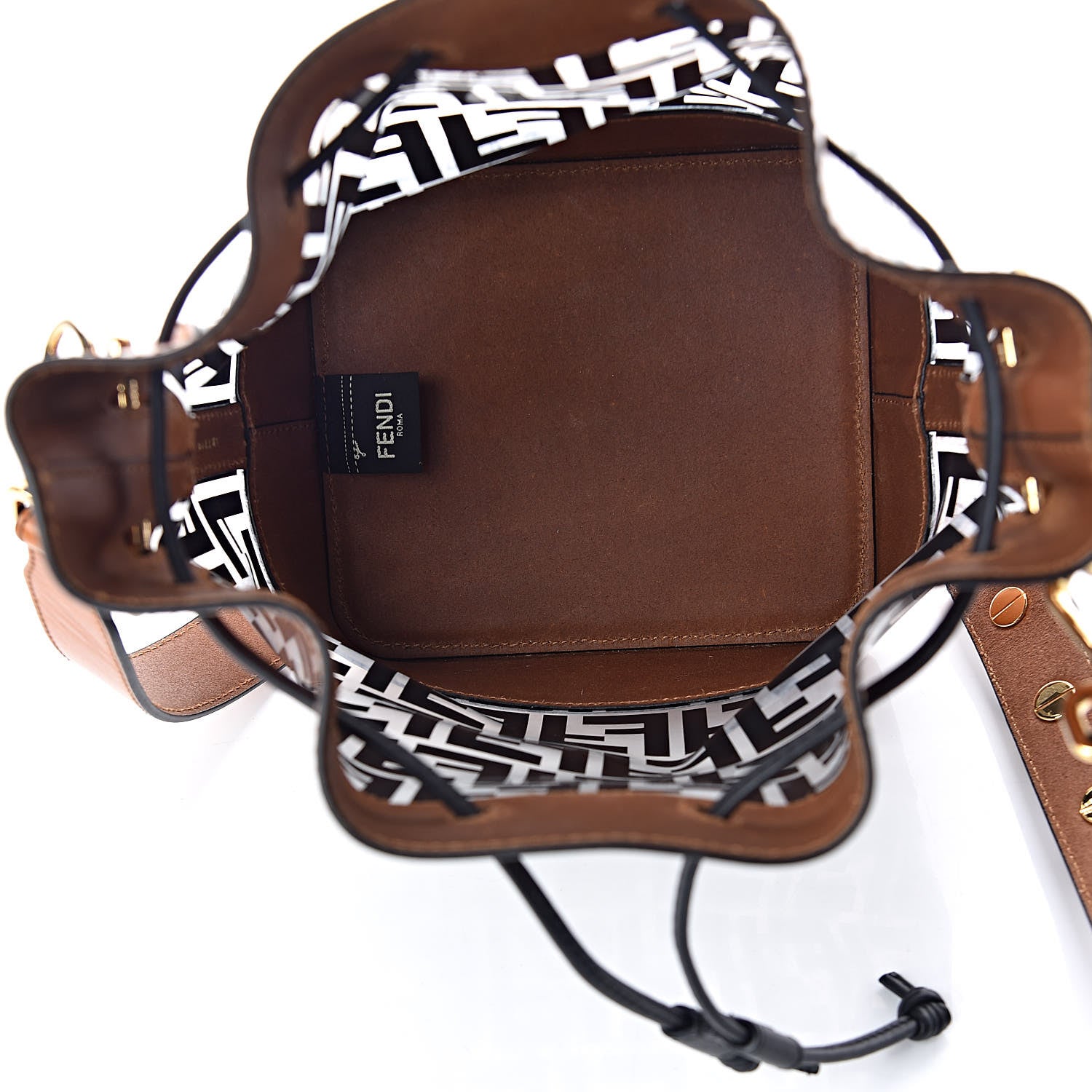 Fendi TPU FF Vitello Aura F is Fendi Grande Mon Tresor Bucket Bag Black Cuoio 5 of 11