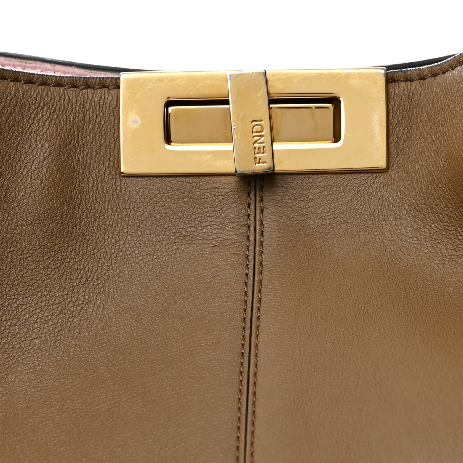 Fendi Vitello Seta Century Large Peekaboo X-Lite Fango Mandorlo 7 of 14