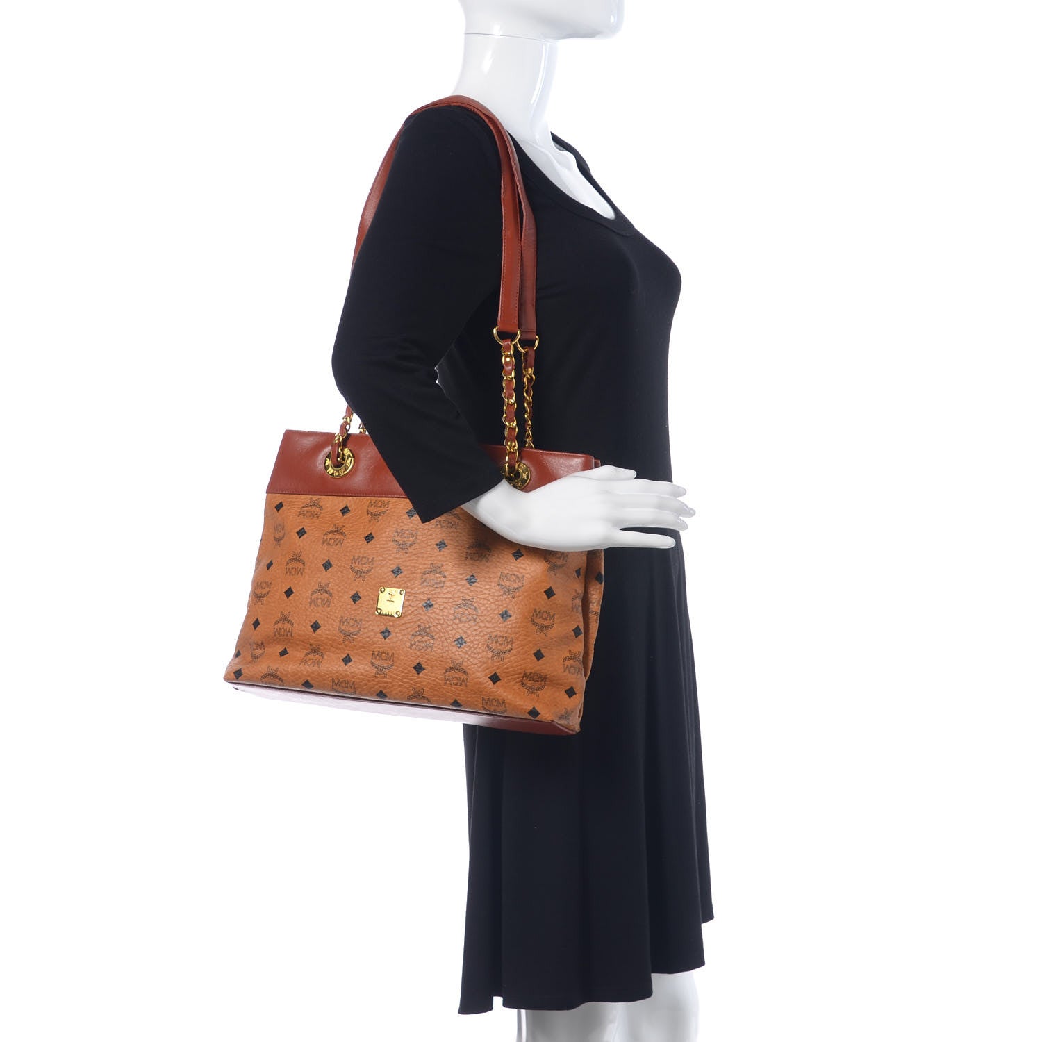 MCM Visetos Shopping Tote Cognac 2 of 10