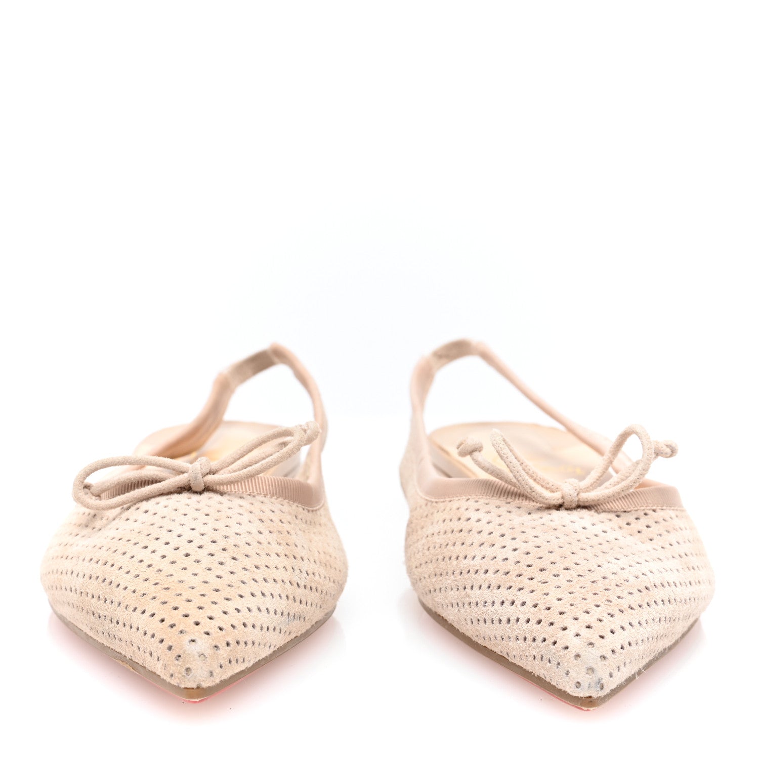 Christian Louboutin Velours Spiked Hall Slingback Flats 36.5 Nude 2 of 9