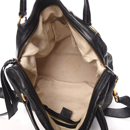 Gucci Pebbled Calfskin Twill Medium Top Handle Satchel Black 5 of 13