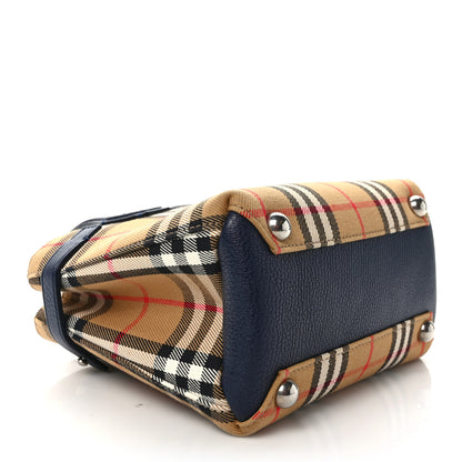 Burberry Goatskin Vintage Check Baby Banner Tote Regency Blue 3 of 10