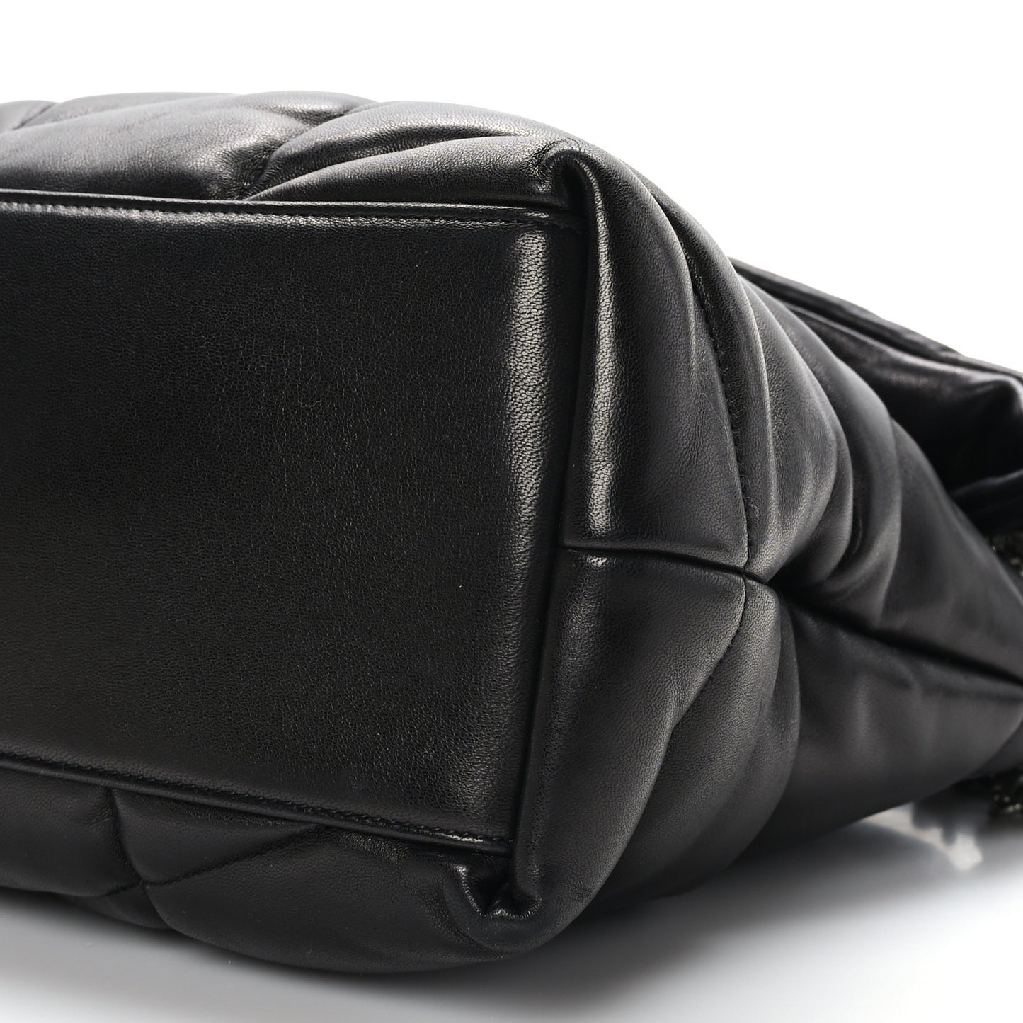 Lambskin Quilted Medium Loulou Puffer Monogram Chain Satchel Black
