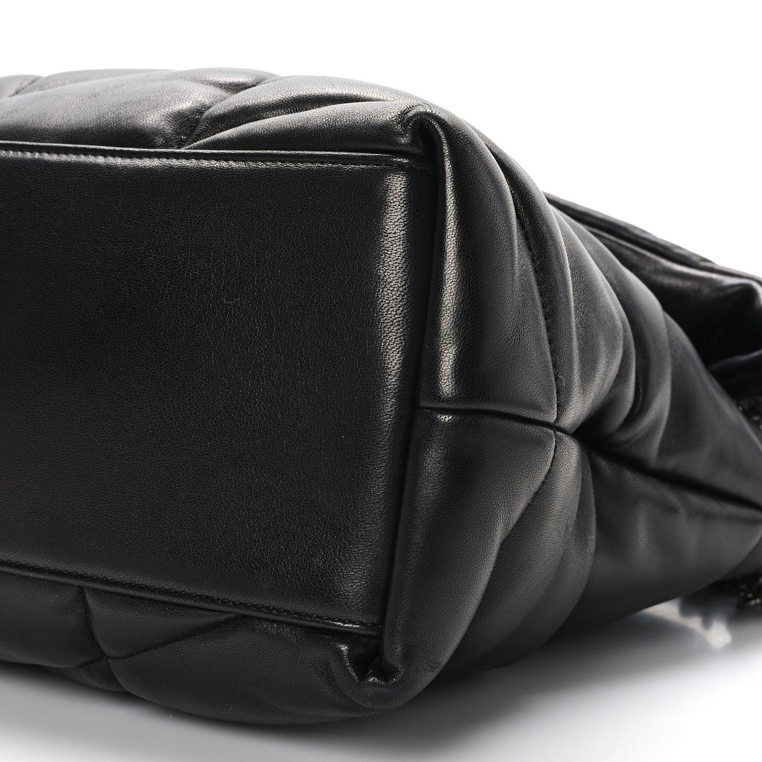 Saint Laurent Lambskin Quilted Medium Loulou Puffer Monogram Chain Satchel Black 9 of 9