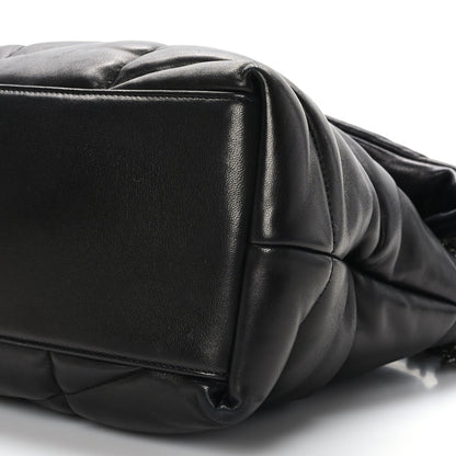 Saint Laurent Lambskin Quilted Medium Loulou Puffer Monogram Chain Satchel Black 9 of 9