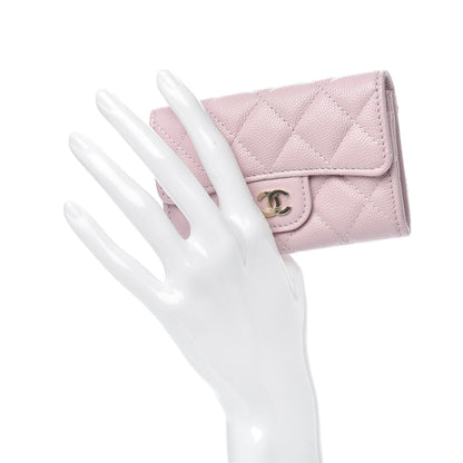Chanel Caviar Quilted Flap Card Holder Wallet Light Pink 2 of 8