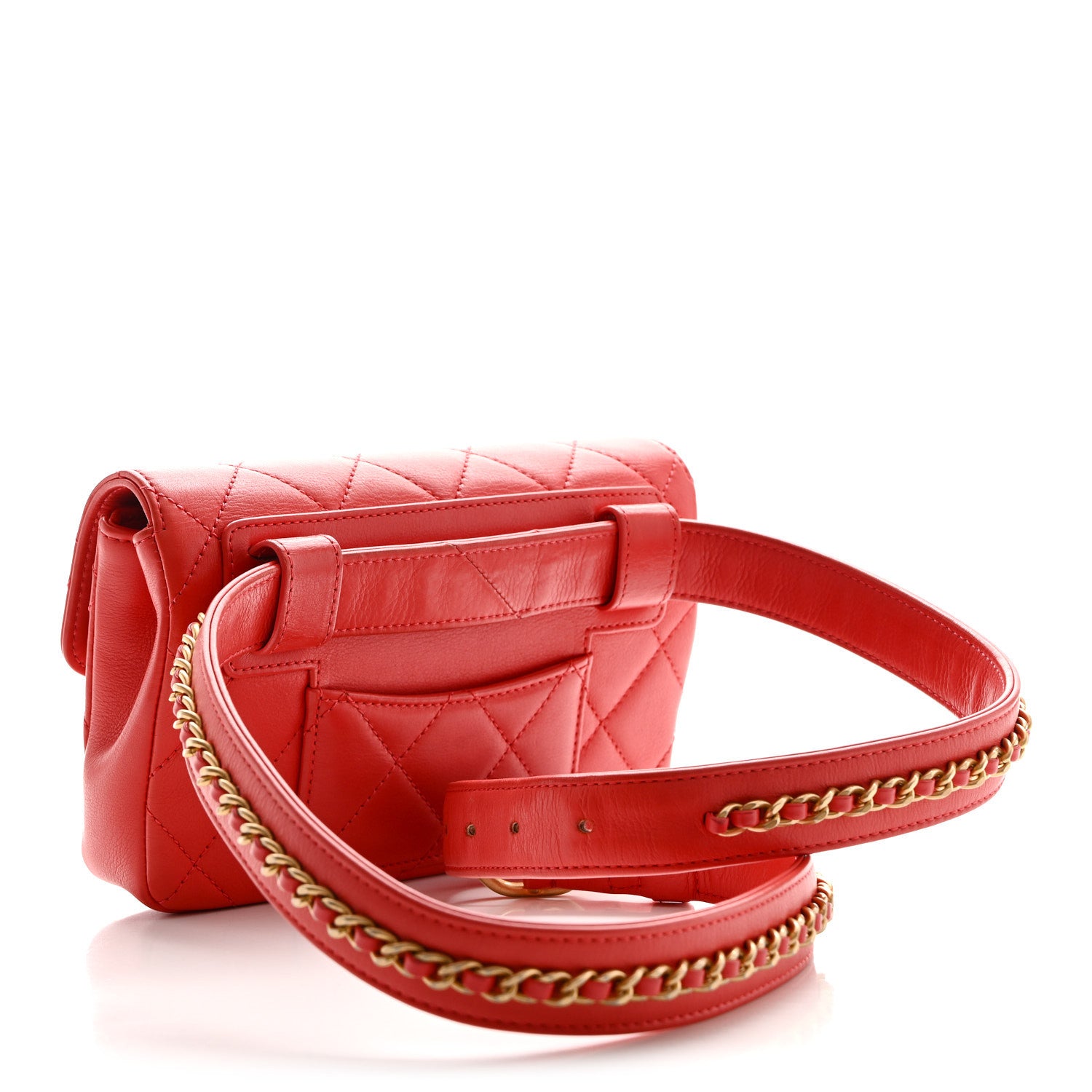 Chanel Calfskin Quilted Flap Waist Bag Red 3 of 13
