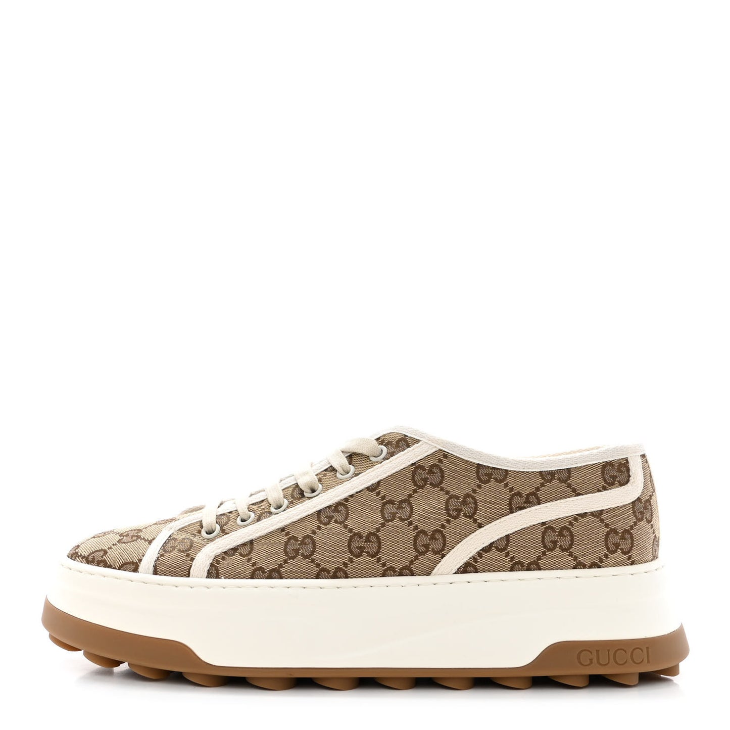 GG Monogram Mens 1977 Tennis Platform 52mm Sneakers 10 Beige Ebony Mystic White