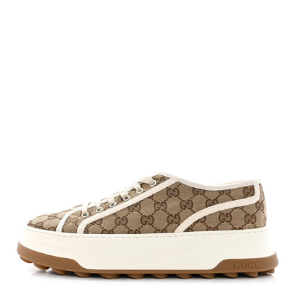 Gucci GG Monogram Mens 1977 Tennis Platform 52mm Sneakers 10 Beige Ebony Mystic White 1 of 9