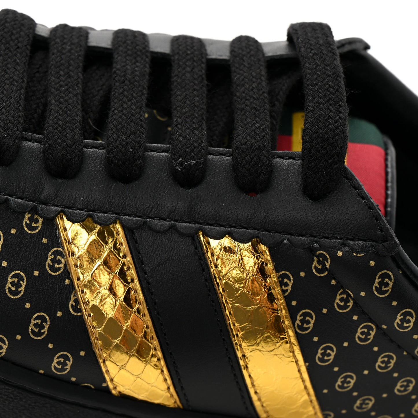 X DAPPER DAN Calfskin Laminated Ayers GG Micro Monogram Womens G74 Sneakers 36.5 Black Gold