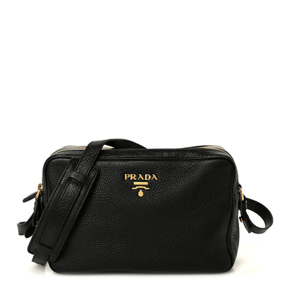 Prada Vitello Daino Medium Double Zip Shoulder Bag Black 1 of 11