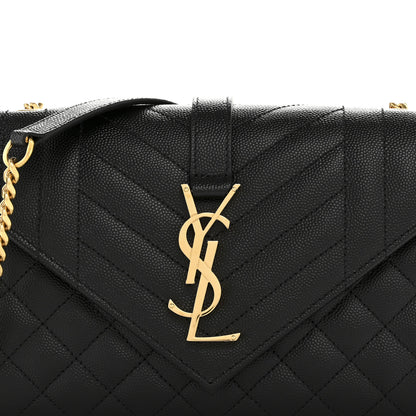Saint Laurent Grain De Poudre Textured Mixed Matelasse Triquilt Small Monogram Satchel Black 8 of 12