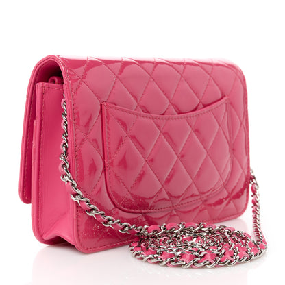 Chanel Patent Calfskin Quilted Wallet On Chain WOC Pink 3 of 12
