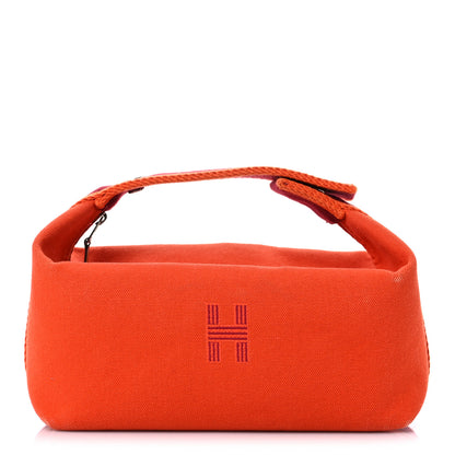 Hermes Canvas Small Bride-A-Brac Pouch Orange Burgundy 1 of 12