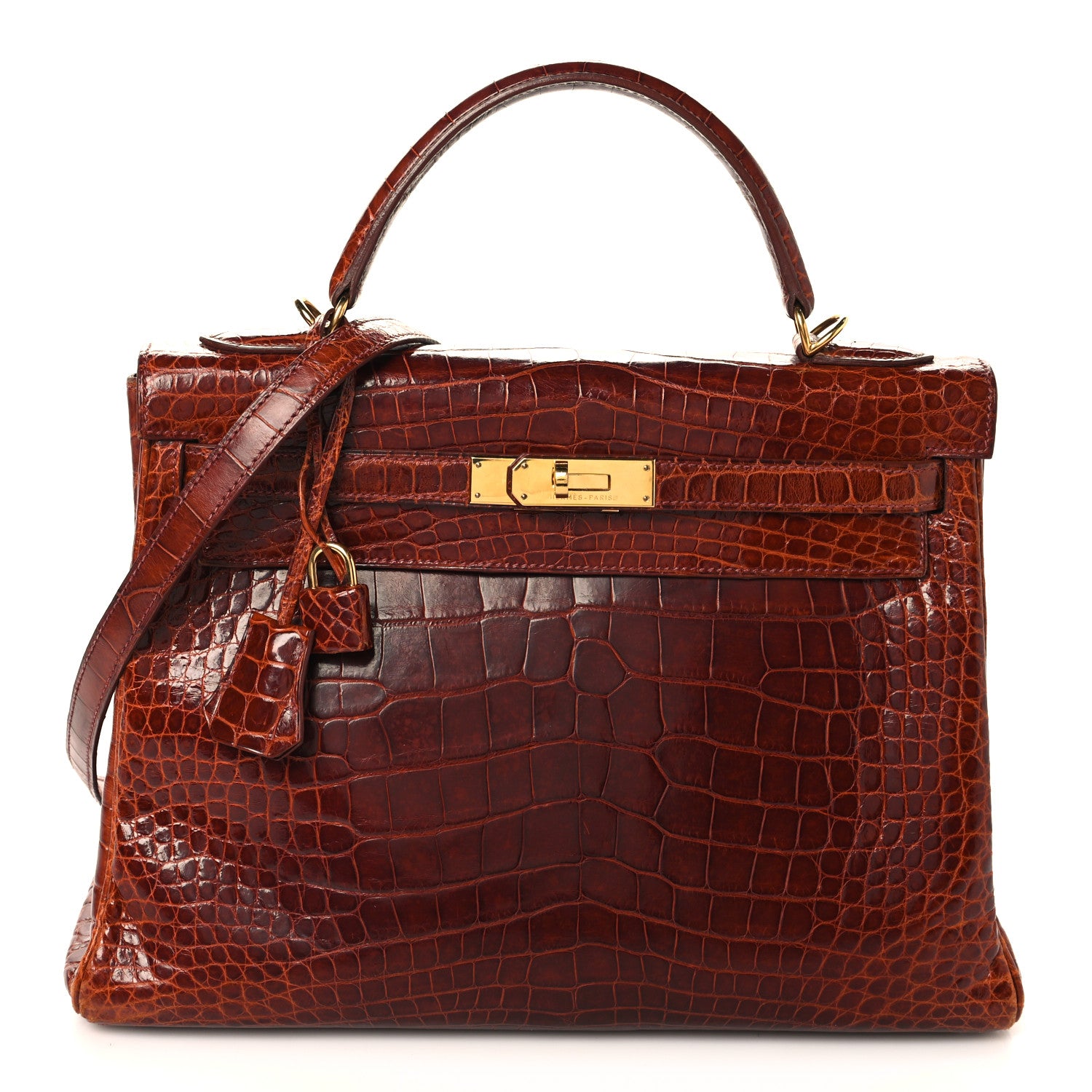 Hermes Shiny Alligator Kelly Retourne 32 Miel 1 of 12