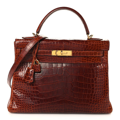 Hermes Shiny Alligator Kelly Retourne 32 Miel 1 of 12