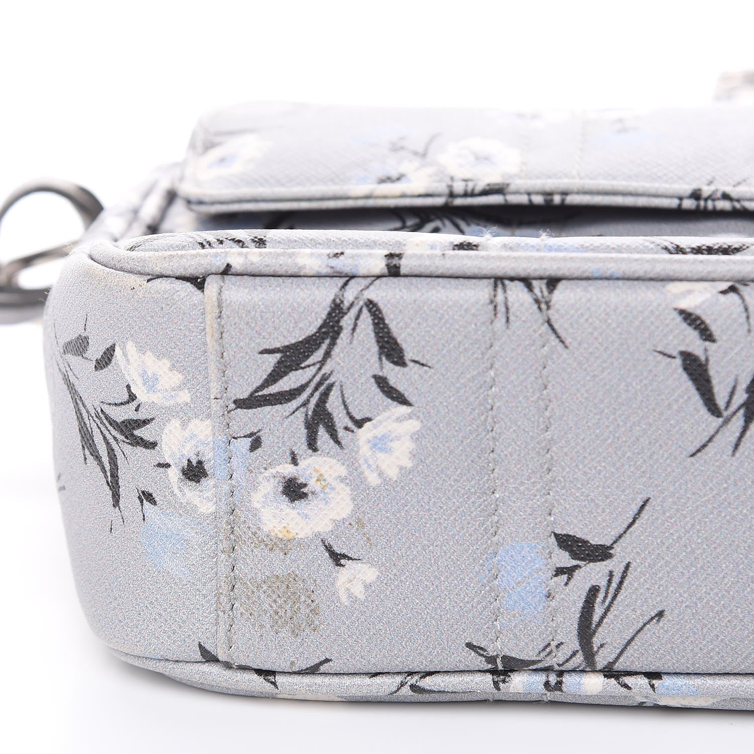Prada Soft Saffiano Floral Print Sound Shoulder Bag Acciaio 12 of 13