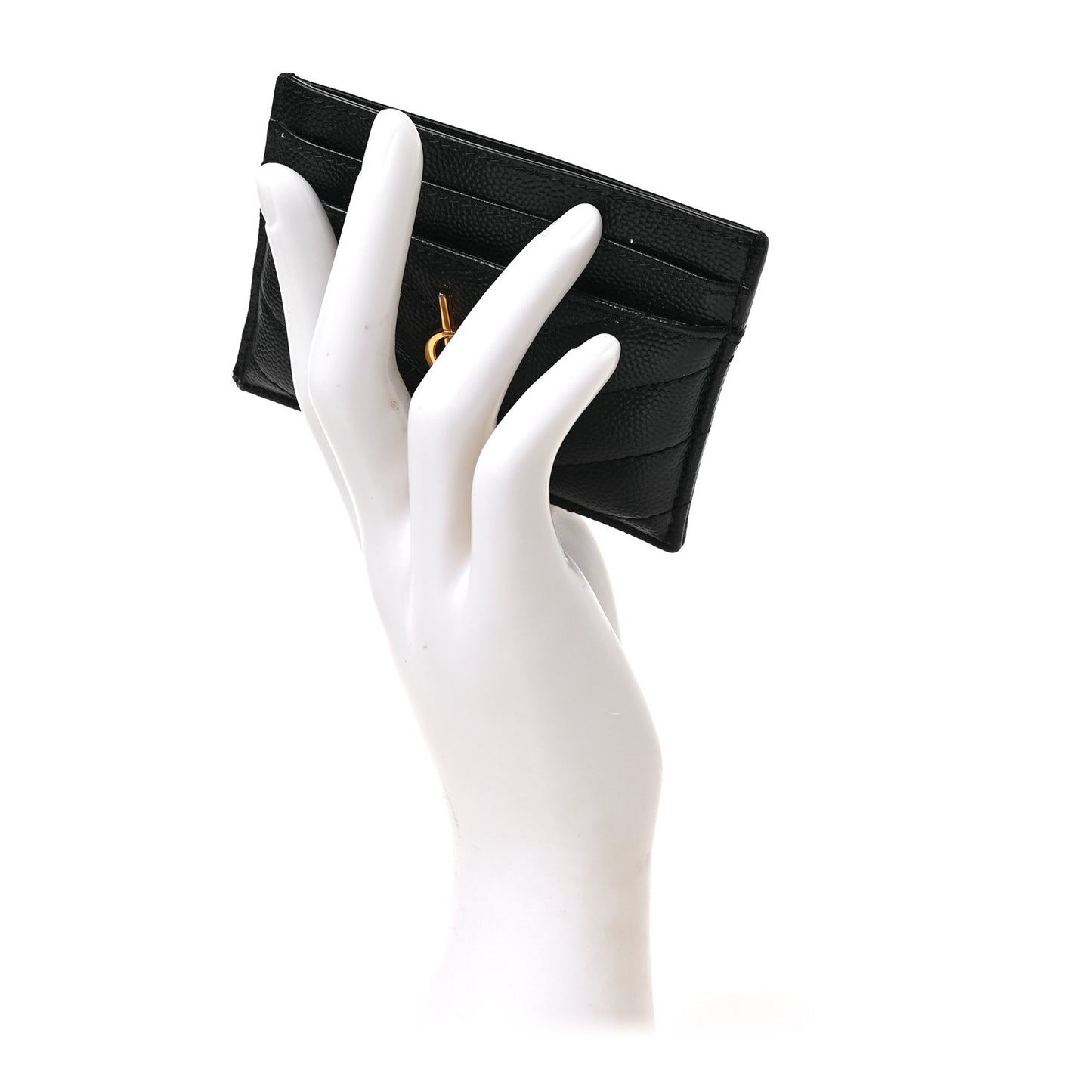 Grain De Poudre Matelasse Chevron Monogram Credit Card Case Black