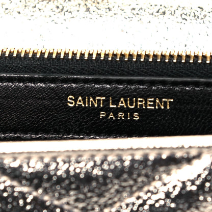 Saint Laurent Metallic Grain De Poudre Matelasse Chevron Monogram Chain Wallet Gold 5 of 8
