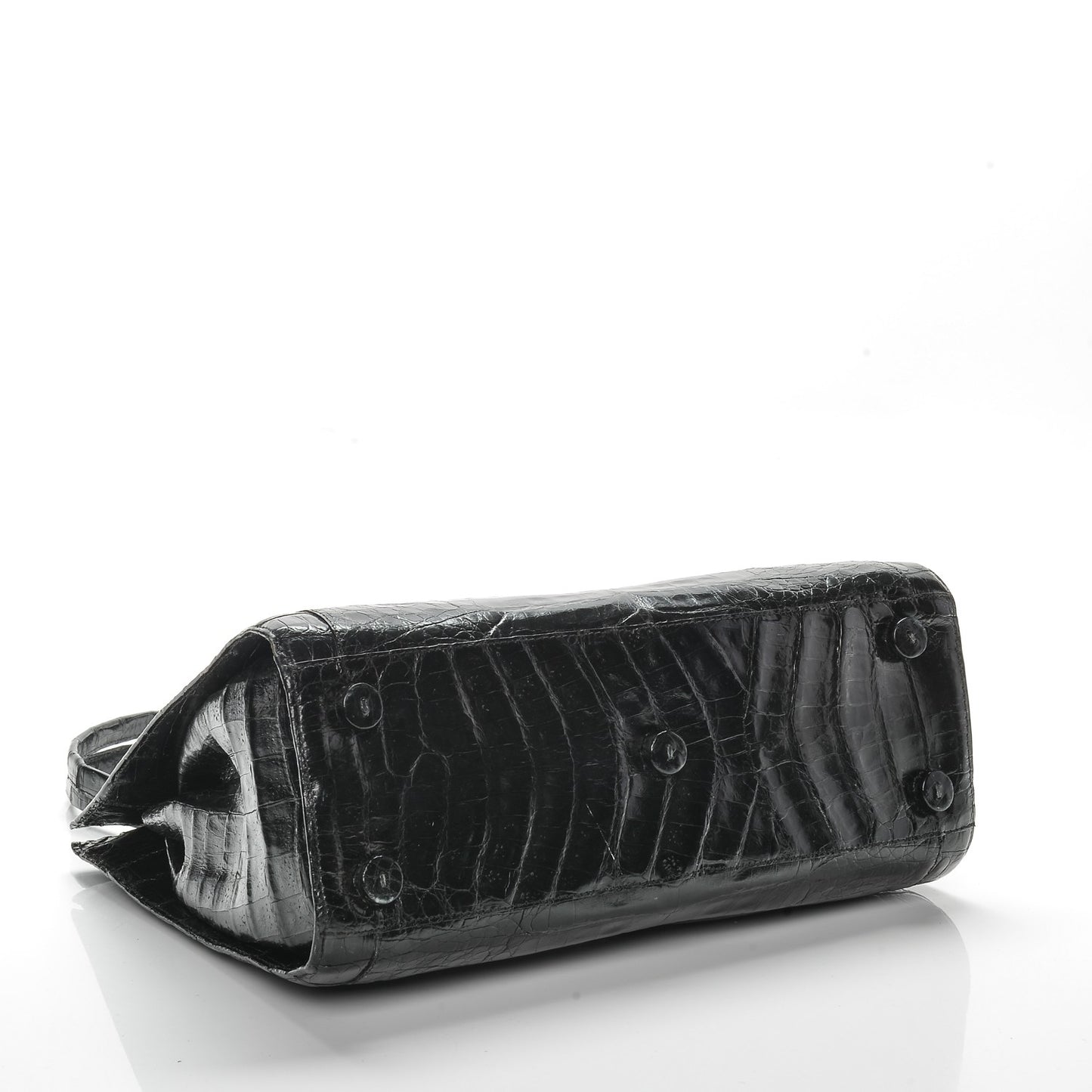 Crocodile Top Handle Tote Black