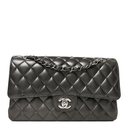 Chanel Metallic Lambskin Quilted Medium Double Flap Anthracite 1 of 10
