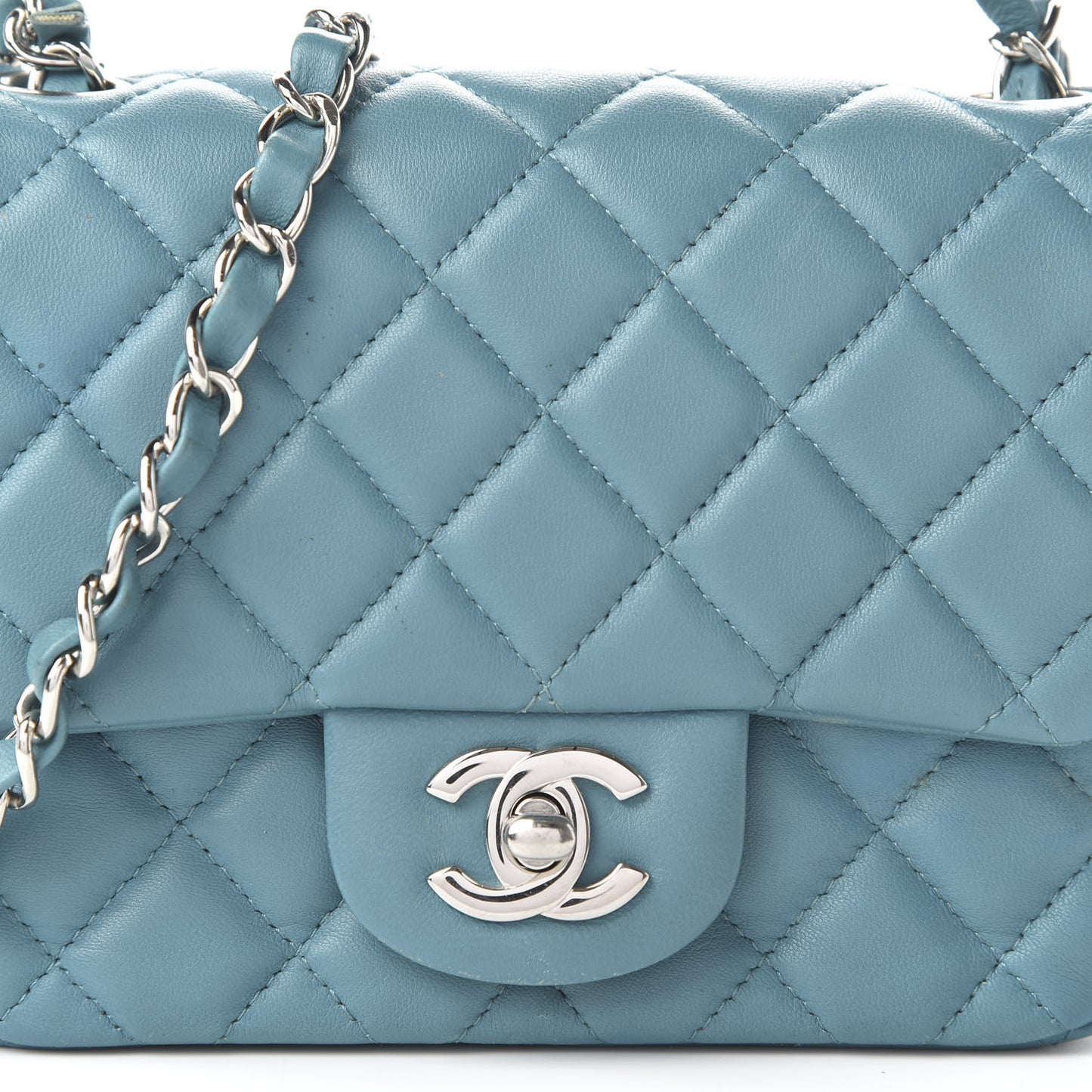 Lambskin Quilted Mini Square Flap Blue