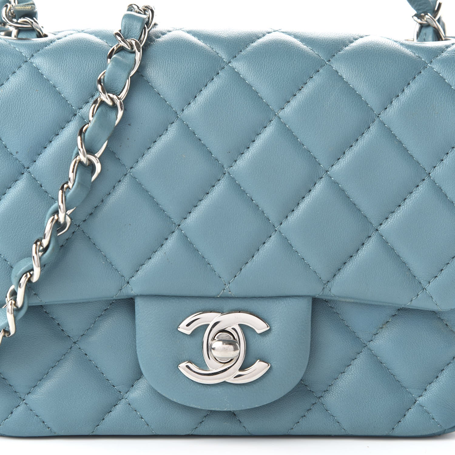 Chanel Lambskin Quilted Mini Square Flap Blue 10 of 10