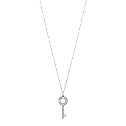 Tiffany 18K White Gold Diamond Atlas Pierced Key Pendant Necklace 1 of 4