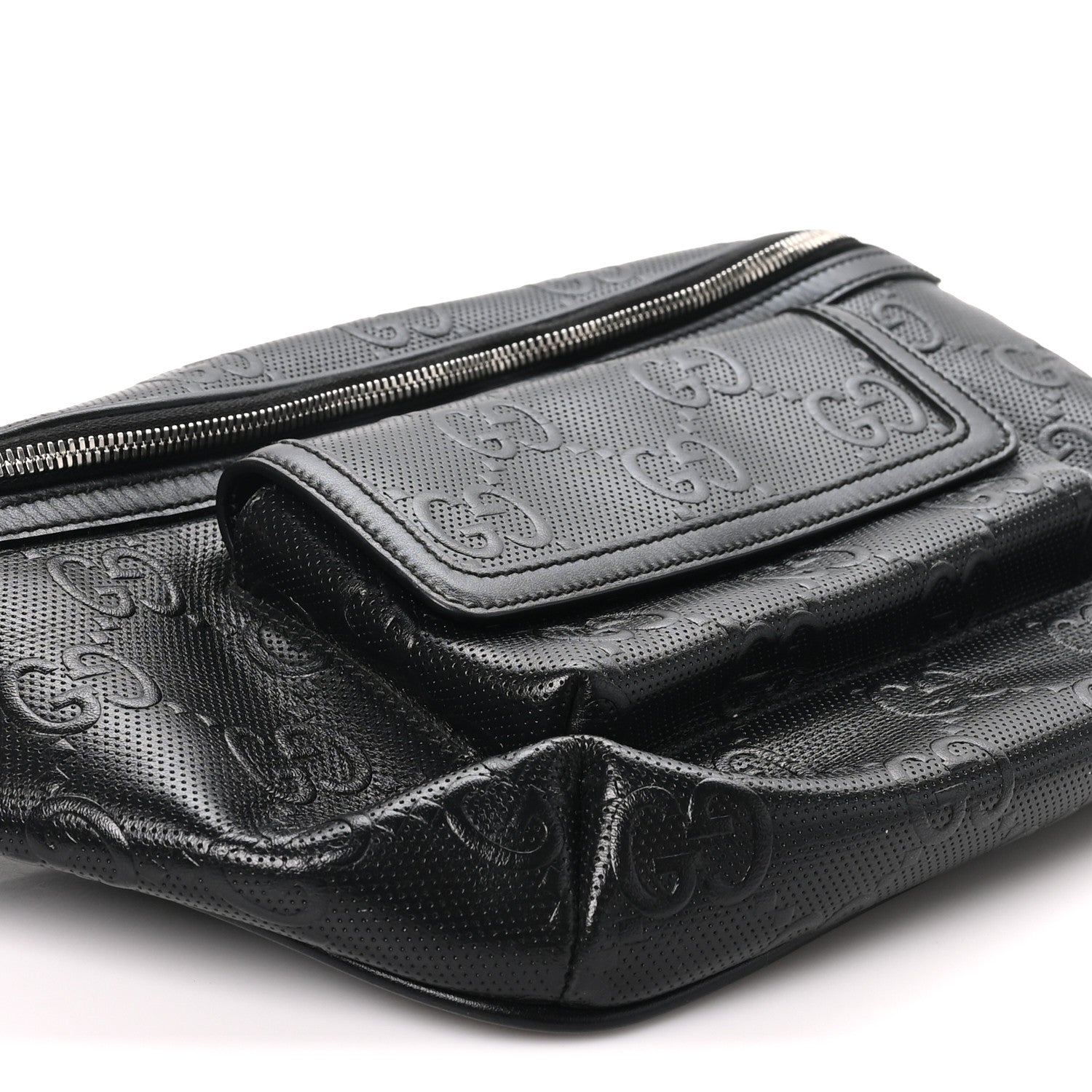 Gucci Calfskin GG Tennis Embossed Pocket Belt Bag Black 8 of 9