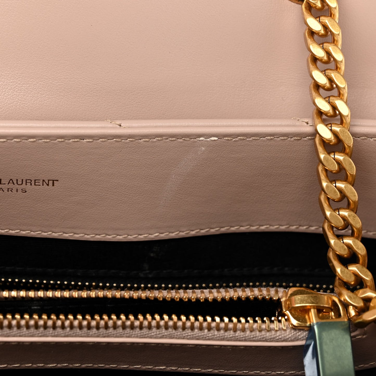 Calfskin Y Quilted Monogram Medium Loulou Chain Satchel Light Natural