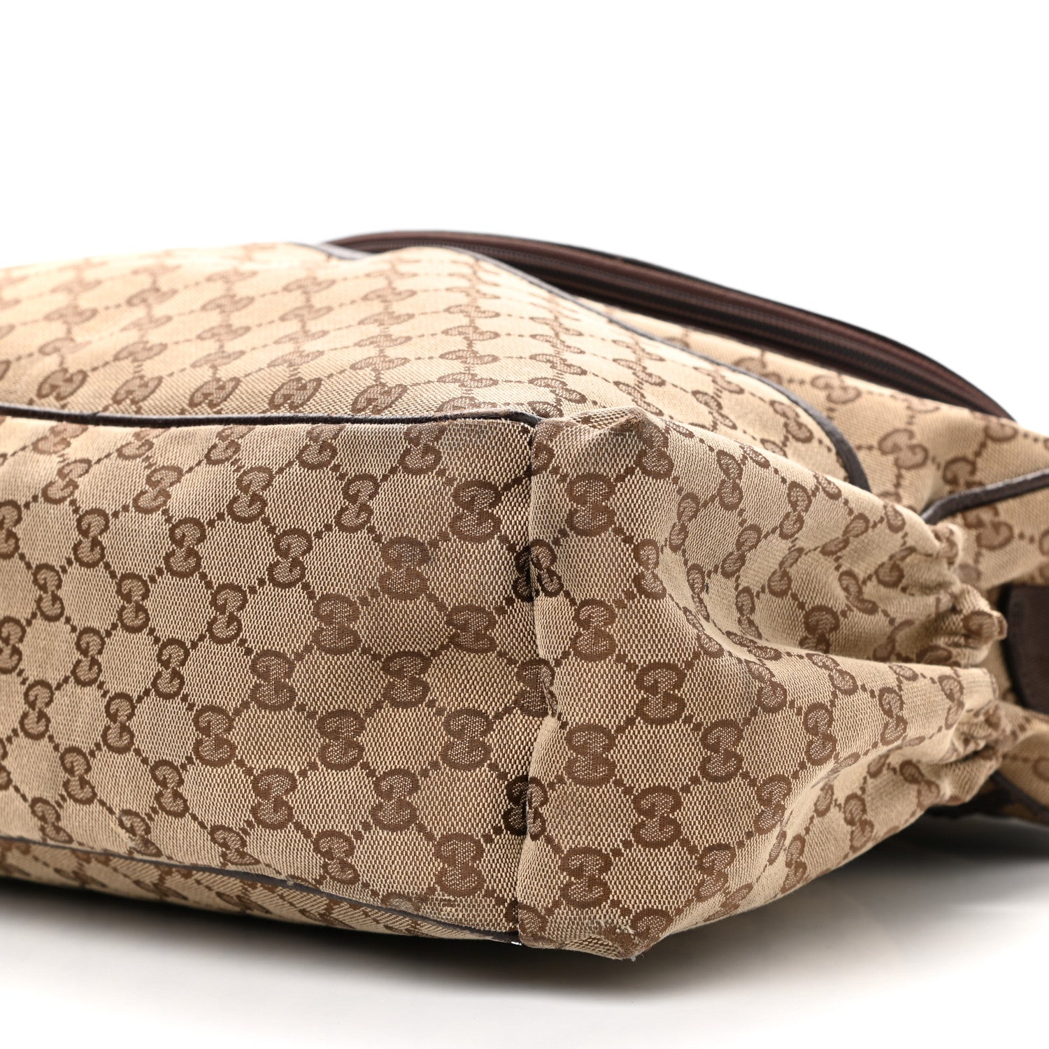 Gucci Monogram Natural Pigskin Large Diaper Bag Beige Ebony Cocoa Dark Chocolate 10 of 12