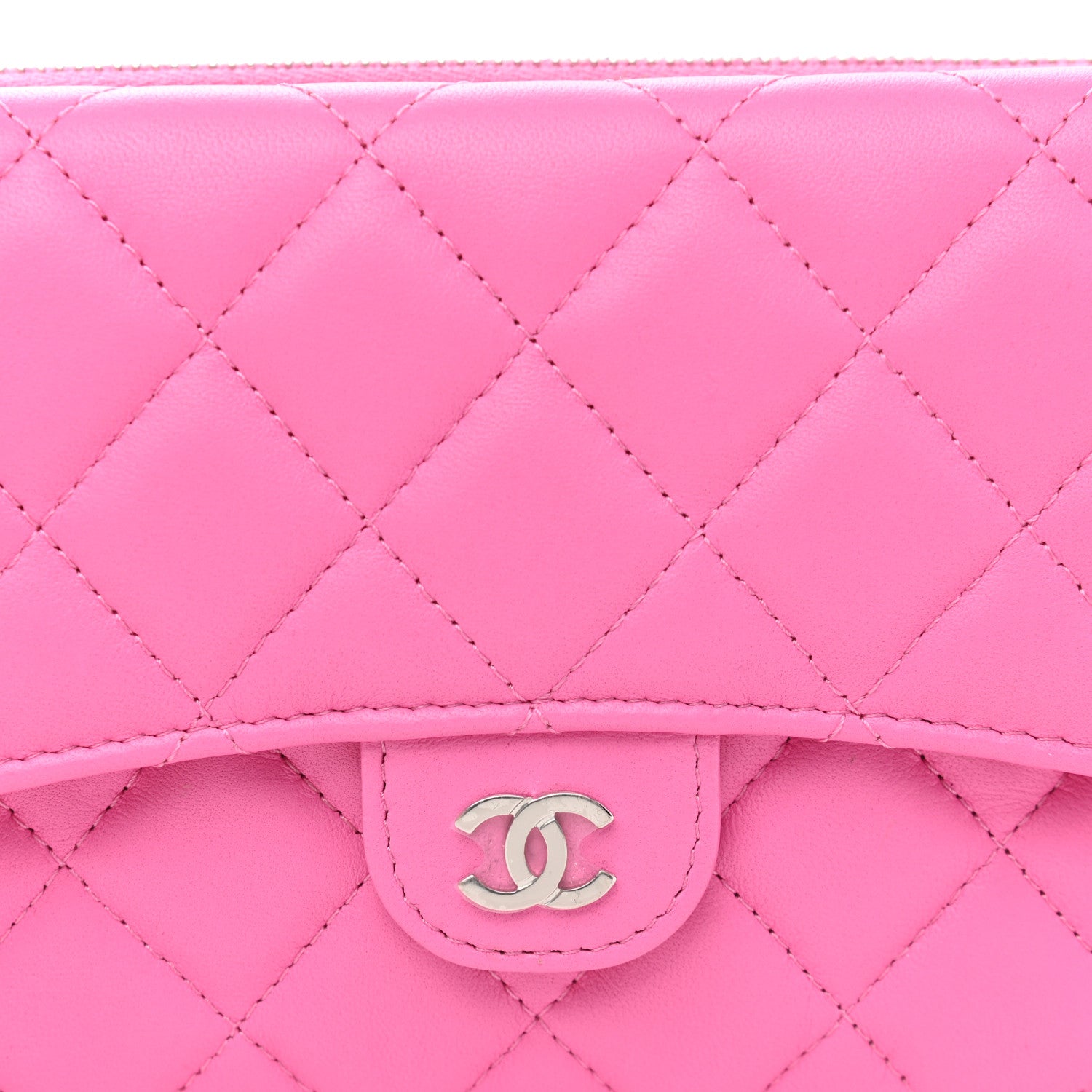 Chanel Lambskin Quilted Flap Phone Holder With Chain Neon Pink 8 of 14