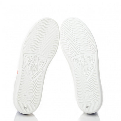 Gucci Calfskin Miro Soft Tennis Embroidered Womens Ace Sneakers 38.5 White Rio Blue 5 of 9