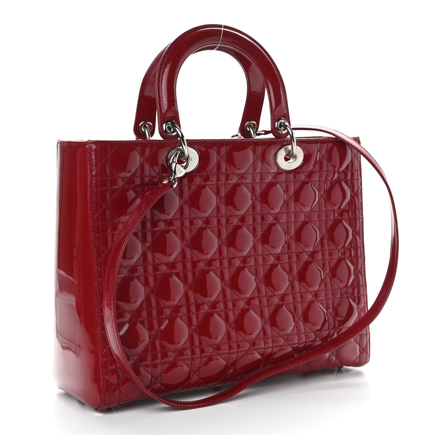Patent Cannage Large Lady Dior Red