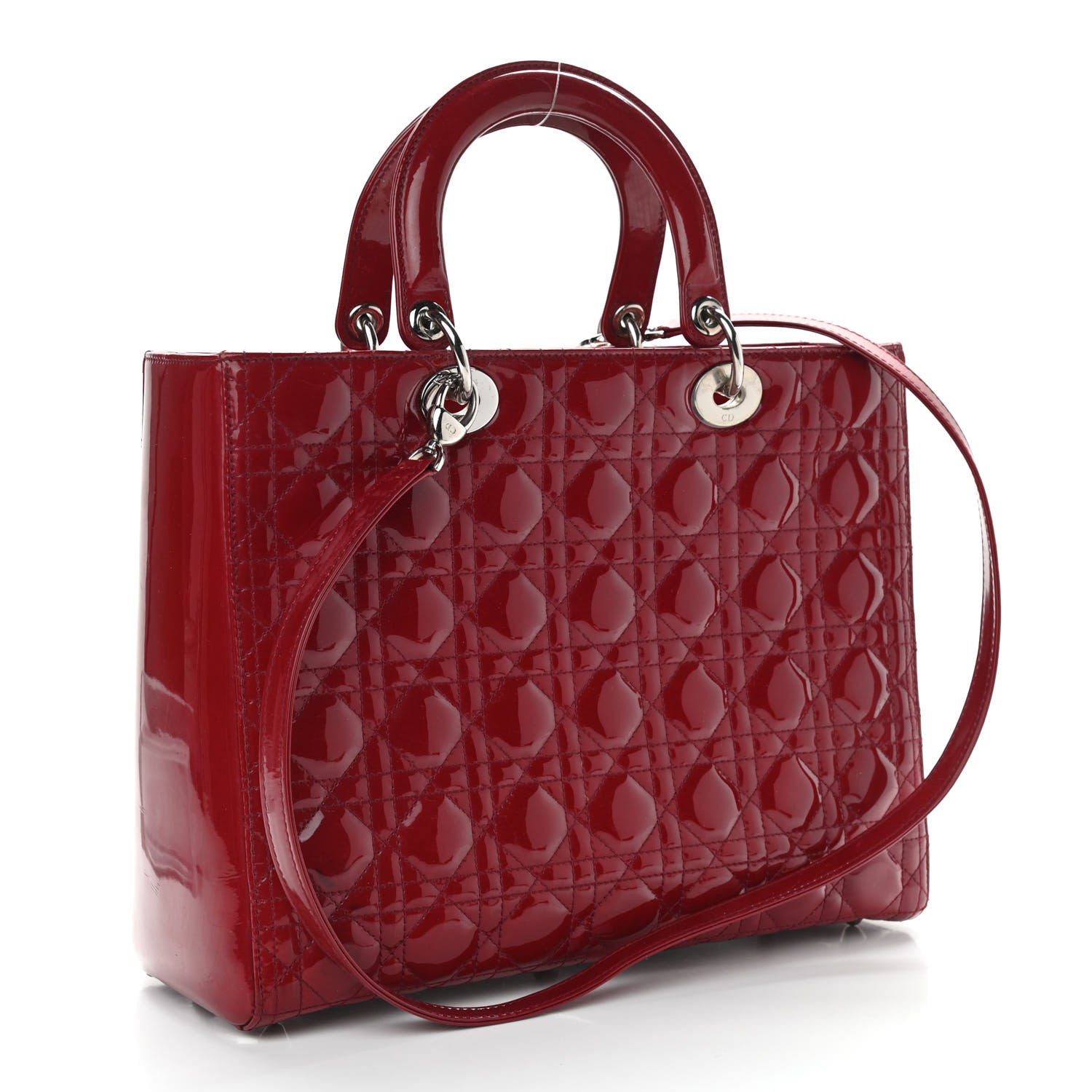 Christian Dior Patent Cannage Large Lady Dior Red 3 of 10