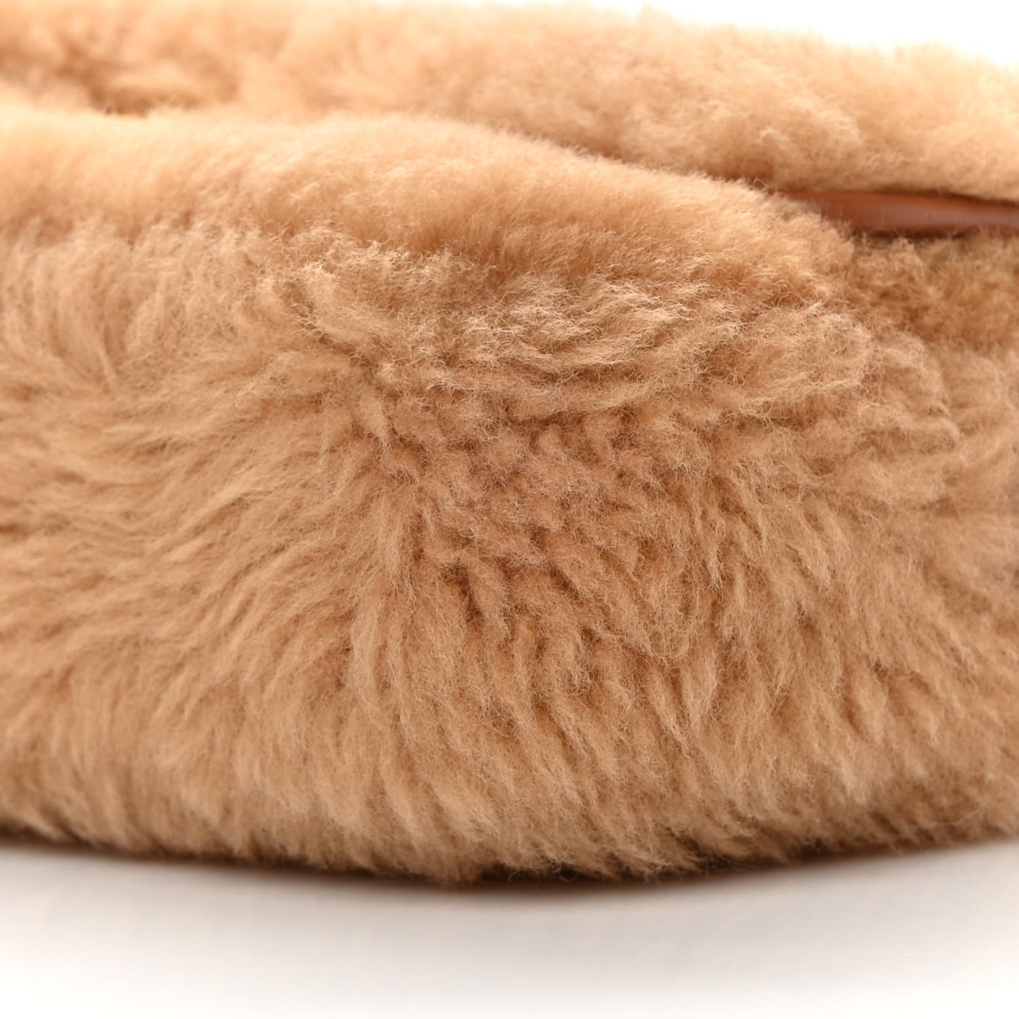 Calfskin Triomphe Fluffy Shearling Bag Beige