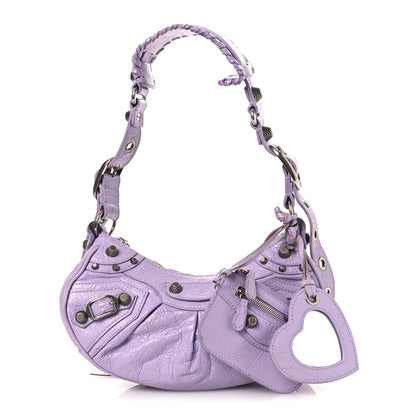 Balenciaga Extra Supple Calfskin Crocodile Embossed Le Cagole Shoulder Bag XS Lilac 3 of 18