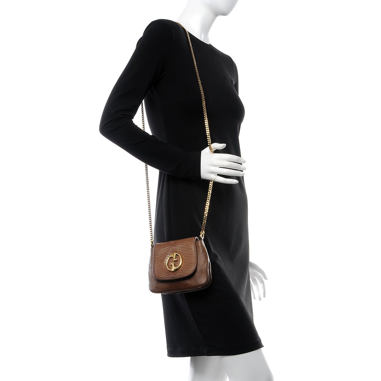 Lizard Small 1973 Chain Shoulder Bag Brown