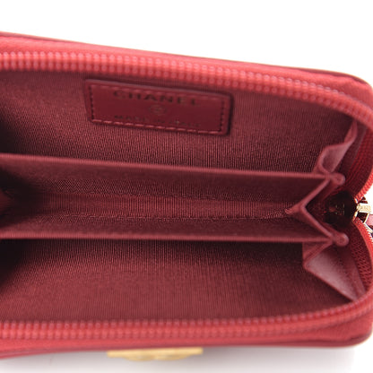 Chanel Lambskin Quilted Zip Around Boy Coin Purse Wallet Red 4 of 7