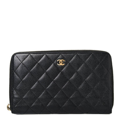 Chanel Caviar Quilted Large Zip Around Organizer Wallet Black 1 of 4
