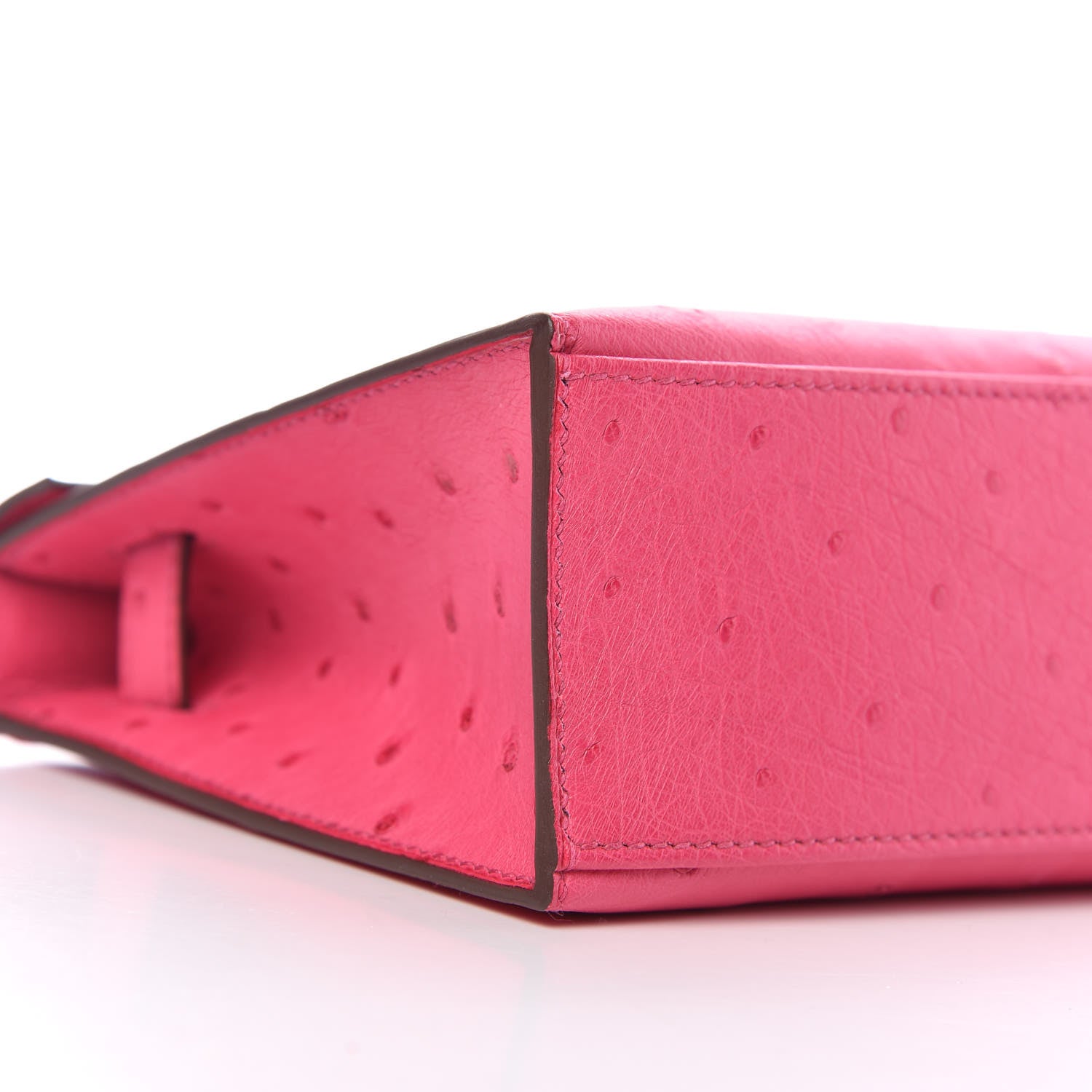 Hermes Ostrich Kelly Pochette Clutch Rose Tyrien 10 of 29