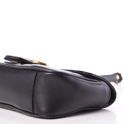 Gucci Calfskin Matelasse Mini GG Marmont Shoulder Bag Black 9 of 10