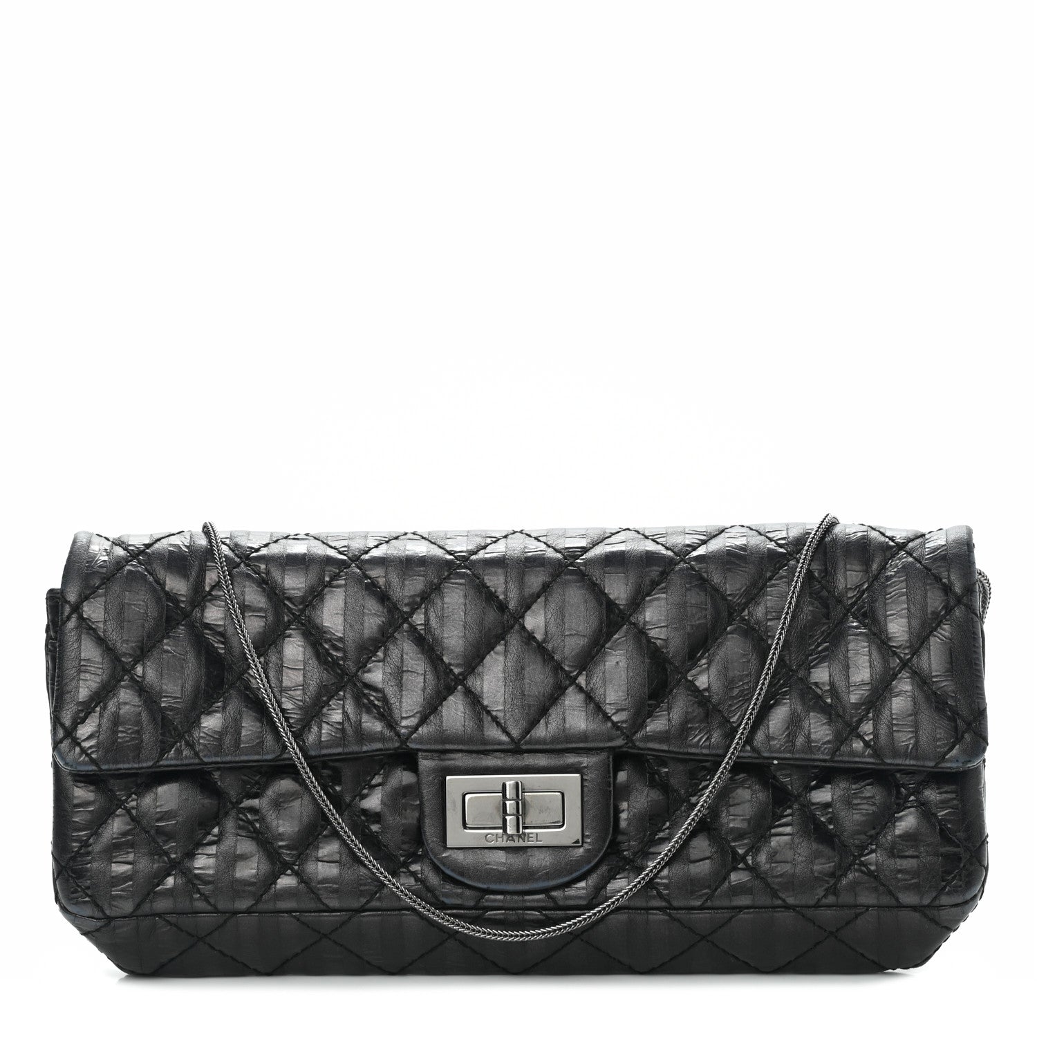 Chanel Metallic Calfskin Striped 2.55 Reissue Flap Black 1 of 7
