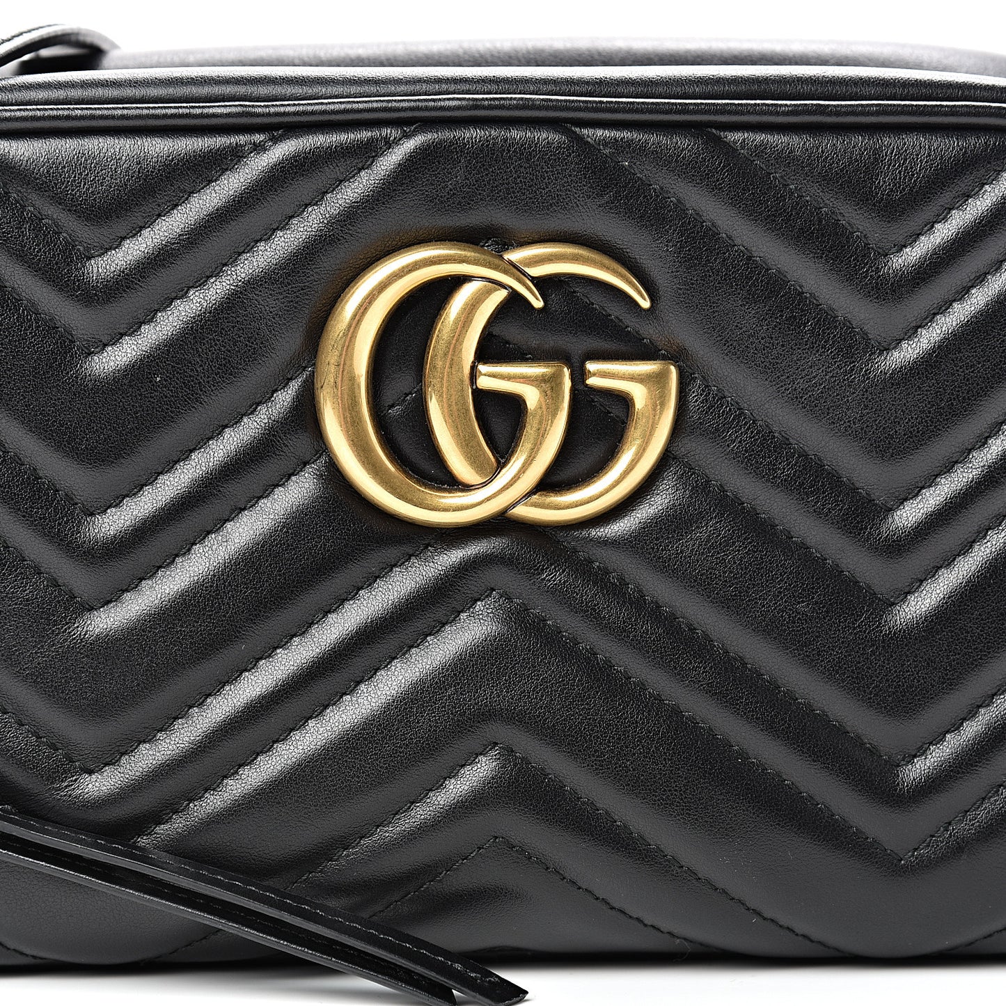 Calfskin Matelasse Small GG Marmont Chain Shoulder Bag Black